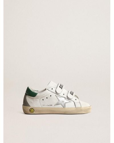 Golden Goose Old School Young With Metallic Leather Star And Heel Tab - Natural