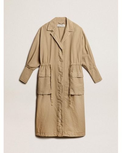 Golden Goose Khaki-Colored Cotton Twill Trench Dress - Natural