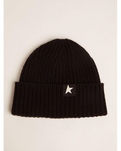 Golden Goose Wool Beanie With Star - Black