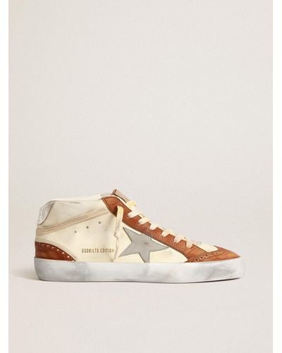 Golden Goose Mid Star Ltd With Leather Star And Cotton Flash - Natural