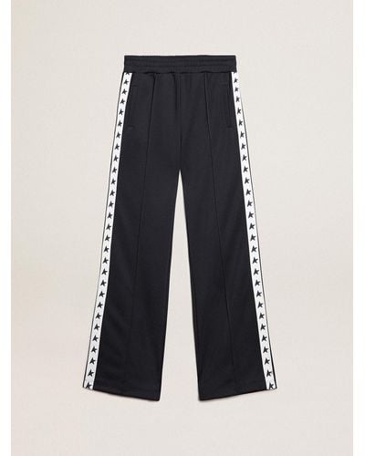 Golden Goose Dark Sweatpants With Strip And Contrasting Stars - Black