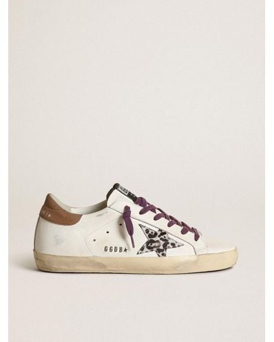 Golden Goose Super-Star With Leopard Pony Skin Star And Nubuck Heel Tab - Natural