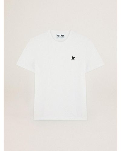 Golden Goose T-Shirt Blanc Collection Star Avec Étoile Verte Contrastée Sur Le Devant, Homme, Taille - Multicolore