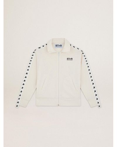 Golden Goose ’ Zipped Sweatshirt With Strip And Stars - White