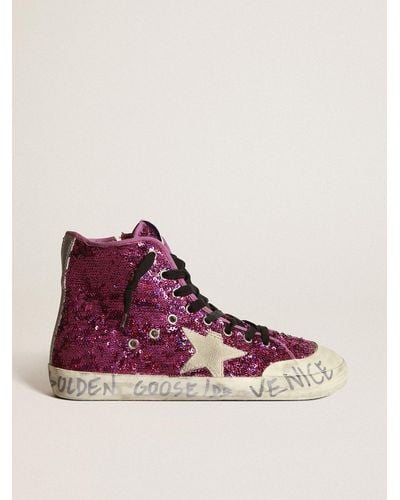 Golden Goose Francy Sneakers With Sequins And Handwritten Lettering On The Outsole - Multicolor