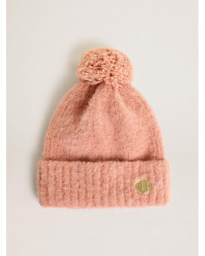 Golden Goose Pale Wool Beanie With Pompom - Pink