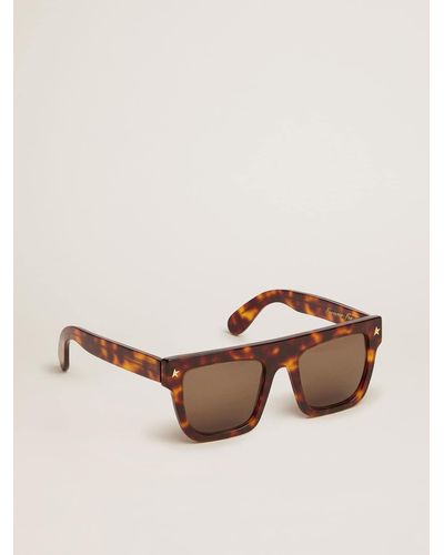 Golden Goose Square Model Sunglasses With Havana Frame And Details - Brown
