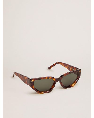 Golden Goose Rectangular-style Sunframe Jackie With Havana Brown Frame And Gold Details