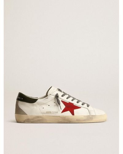 Golden Goose Super-Star With Suede Star And Leather Heel Tab - Natural