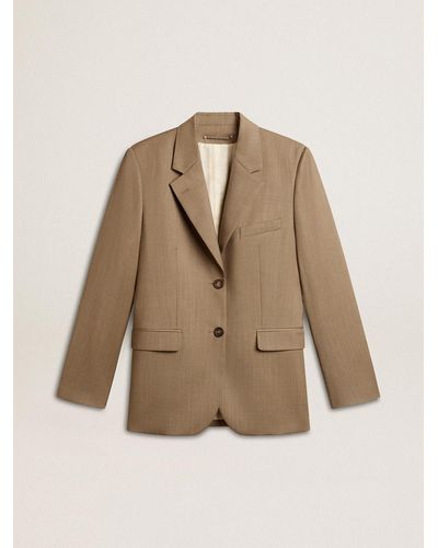 Golden Goose Dove- Double-Breasted Blazer - Natural