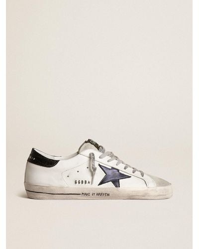 Golden Goose Super-Star With Metallic Leather Star And Heel Tab - Natural