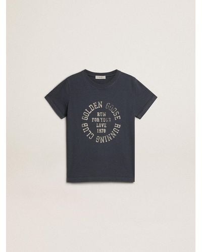 Golden Goose Boys’ Cotton T-Shirt With Print - Blue