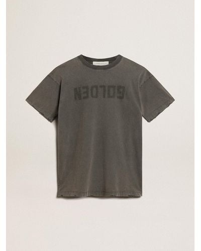 Golden Goose T-Shirt Dress With Distressed Treatment - Gray
