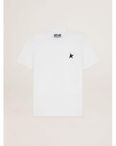 Golden Goose T-Shirt Blanc Collection Star Avec Étoile Noire Sur Le Devant, Homme, Taille - Multicolore
