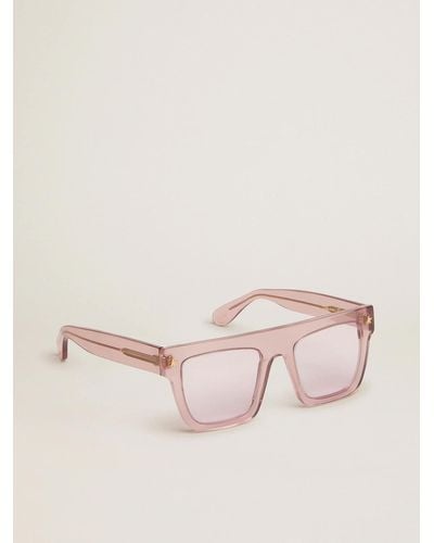 Golden Goose Square-style Sunframe Jamie With Clear Pink Frame And Pink Lenses