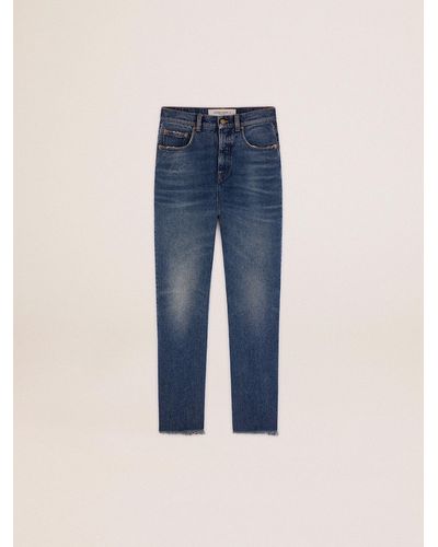 Golden Goose Cropped Flared Jeans With Medium Wash - Blue