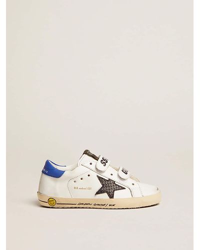Golden Goose Junior Old School With Snake Print Leather Star - Natural
