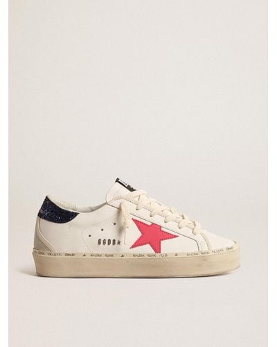 Golden Goose Hi Star With Fuchsia Leather Star And Glitter Heel Tab - Pink