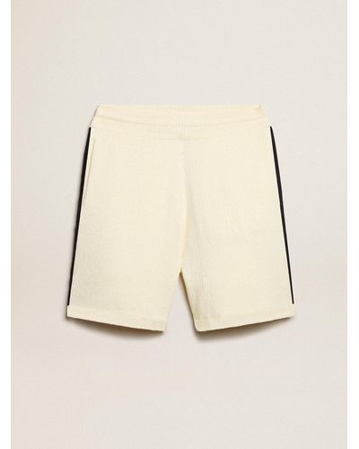 Golden Goose Vintage Shorts With Rib Knit On The Sides - Natural