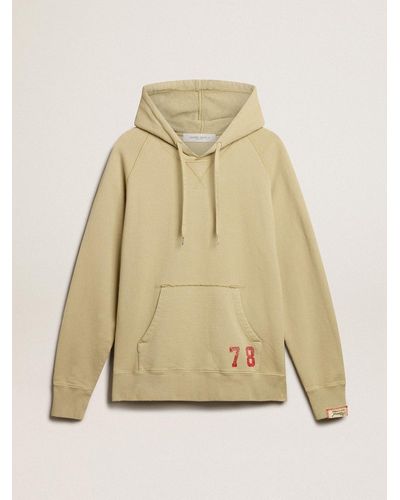 Golden Goose Pale Eucalyptus-Colored Hoodie With Front Pocket - Natural
