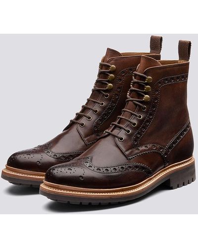 Grenson Fred Brogue Boot - Brown