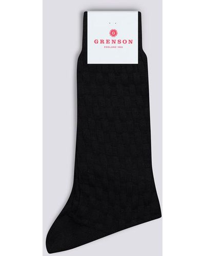 Grenson Weave Block Sock Black Wool