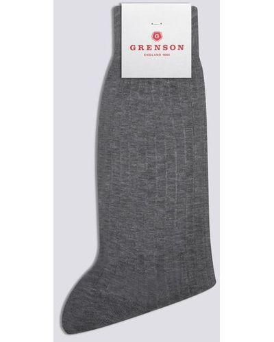 Grenson Men's Plain Rib Sock Rib Socks - Black