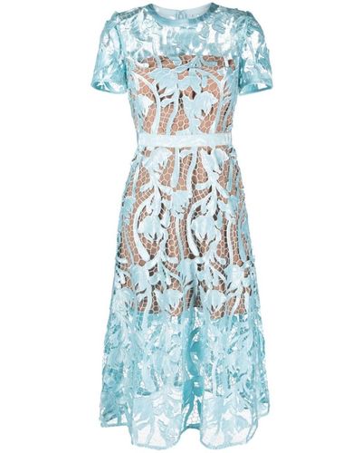 Self-Portrait Lace Midi Dress - Blue