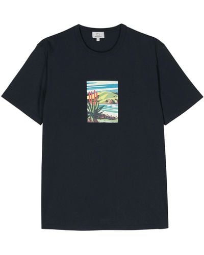 Woolrich T-shirt In Cotone Con Stampa paesaggio - Blue