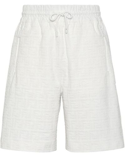 Fendi Pantaloni Corti In Cotone Ff Bianco - White
