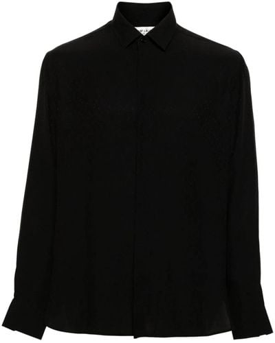 Saint Laurent Black Silk Shirt With Polka Dots