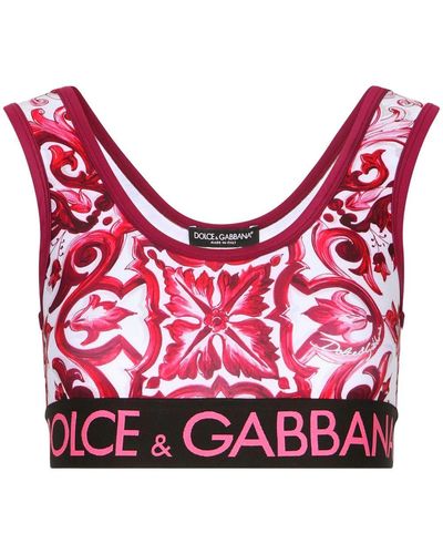 Dolce & Gabbana Technical jersey top with branded elastic band - Rosso