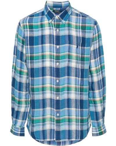 Polo Ralph Lauren Plaided Linen Shirt - Blue