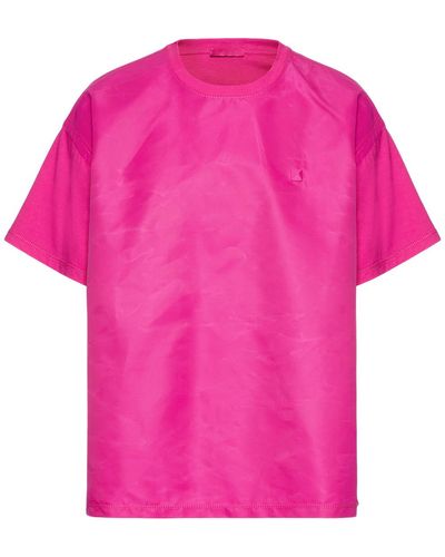 Valentino T-shirt Con Pannello In Nylon - Pink