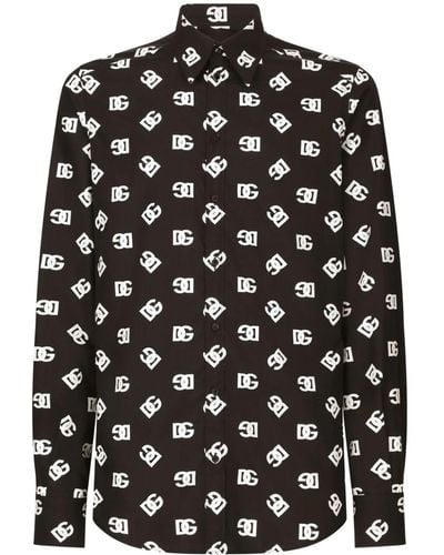Dolce & Gabbana Shirt With Dg Print - Black