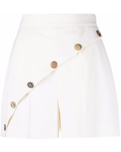 Alexander McQueen Shorts In Lana Con Bottoni - White