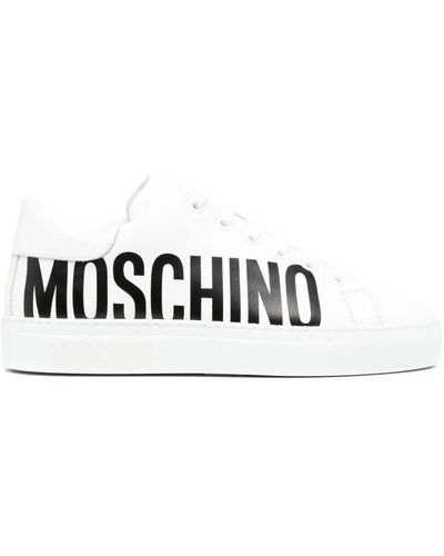 Moschino Logo-print Leather Sneakers - White