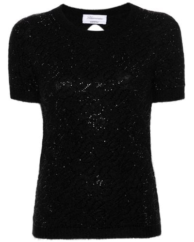 Blumarine Crystal-embellished Knitted Top - Black