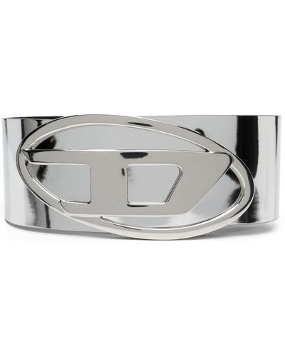 DIESEL Logo-buckle Wide Belt - Grey