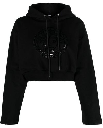 Versace Felpa con cappuccio Medusa Head crop - Nero