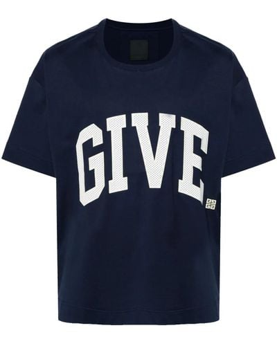 Givenchy T-shirt University Dalla Vestibilità Boxy In Cotone - Blue