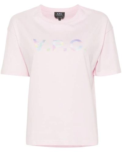A.P.C. T-shirt Rosa In Cotone Organico Con Logo Vpc Multicolore - Pink