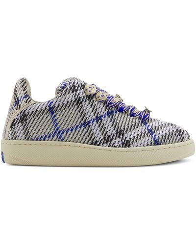 Burberry Check Knit Box Trainers - Blue