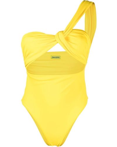 GAUGE81 One-shoulder Twist Swimsuit - Yellow