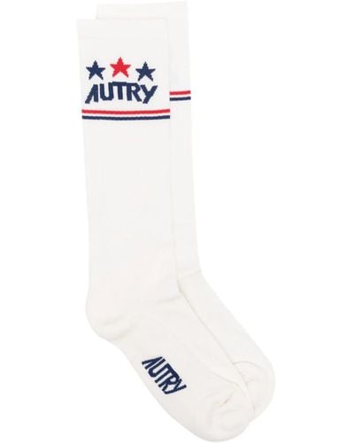 Autry Jacquard-logo Socks - White