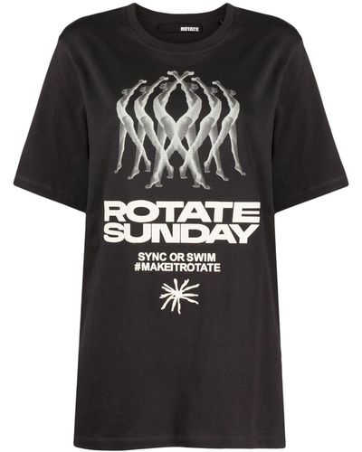 ROTATE BIRGER CHRISTENSEN Graphic-print Organic Cotton T-shirt - Black
