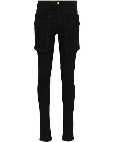 Rick Owens Pantalone In Denim Creatch - Black