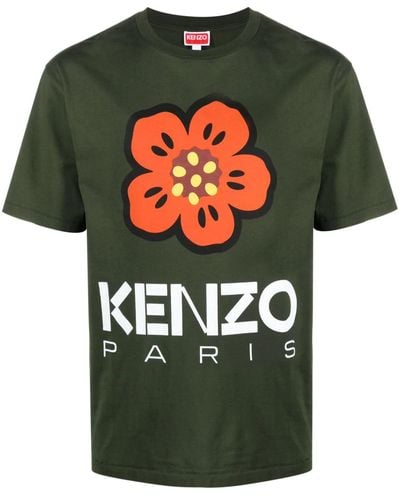 KENZO T-Shirt Boke Flower Con Stampa - Verde