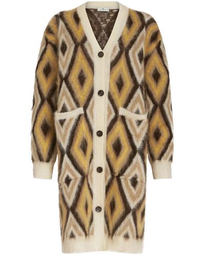 Etro Maxi cardigan in maglia jacquard - Multicolore