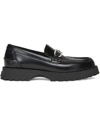 Fendi Black Leather Oclock Loafers